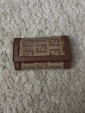 Fendi Monogram Canvas Key Holder - Beige & Brown